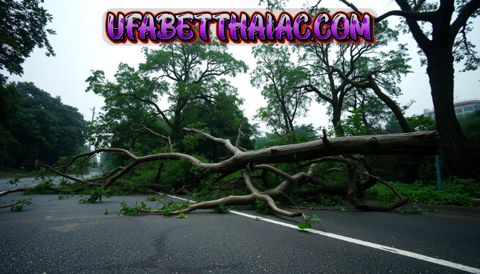 Dua pohon tumbang dan sempal di Jakarta Utara